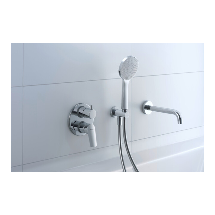 Duravit Wandanschlussbogen DN 15, m Brauseha., Rosette rund, chrom