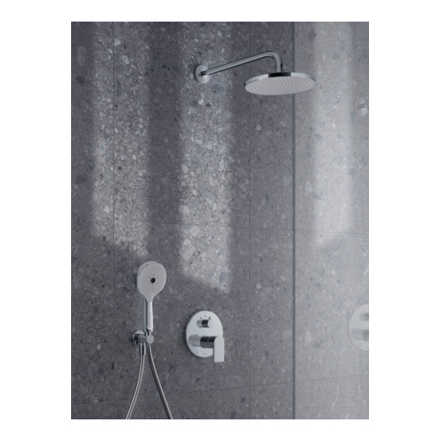 Duravit Wandanschlussbogen DN 15, m Brauseha., Rosette rund, chrom