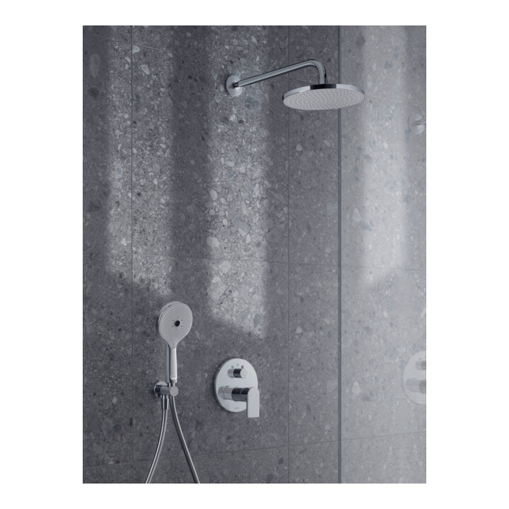 Duravit Wandanschlussbogen DN 15, m Brauseha., Rosette rund, chrom