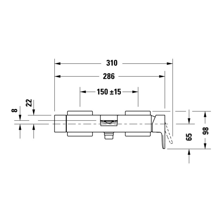 Duravit Wannen-Einhebelmischer Manhattan AP, Wandmontage, schwarz matt