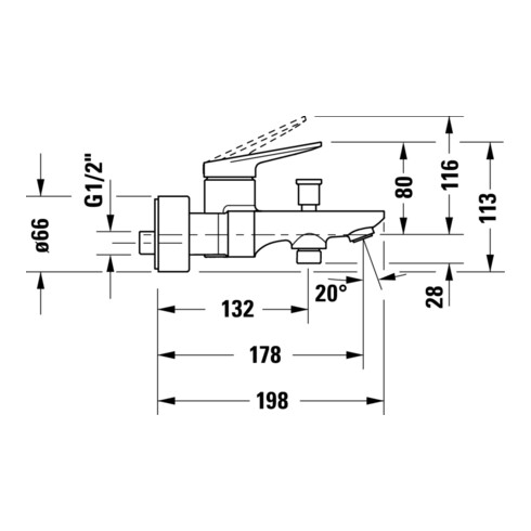 Duravit Wannen-Einhebelmischer Wave AP, Umst m autom. Rückstellg., bron geb.