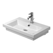 Duravit Waschtisch 2ND FLOOR mit Überlauf, Hahnlochbank, 600 x 430 mm 1 Hahnloch Innenbecken weiß-1