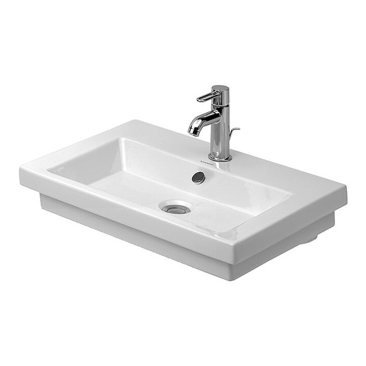 Duravit Waschtisch 2ND FLOOR mit Überlauf, Hahnlochbank, 600 x 430 mm 1 Hahnloch Innenbecken weiß