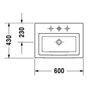 Duravit Waschtisch 2ND FLOOR mit Überlauf, Hahnlochbank, 600 x 430 mm 1 Hahnloch Innenbecken weiß-2