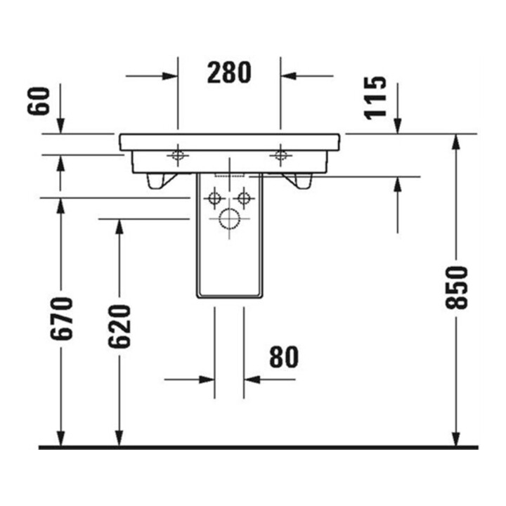 Duravit Waschtisch 2ND FLOOR mit Überlauf, Hahnlochbank, 600 x 430 mm 1 Hahnloch Innenbecken weiß