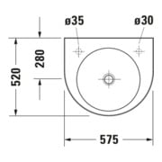 Duravit Waschtisch Architec 57,5x52cm, HL li, o ÜL, m HLB, weiß-3