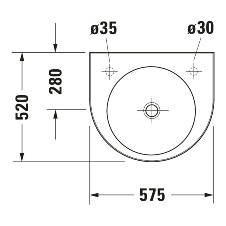 Duravit Waschtisch Architec 57,5x52cm, HL li, o ÜL, m HLB, weiß