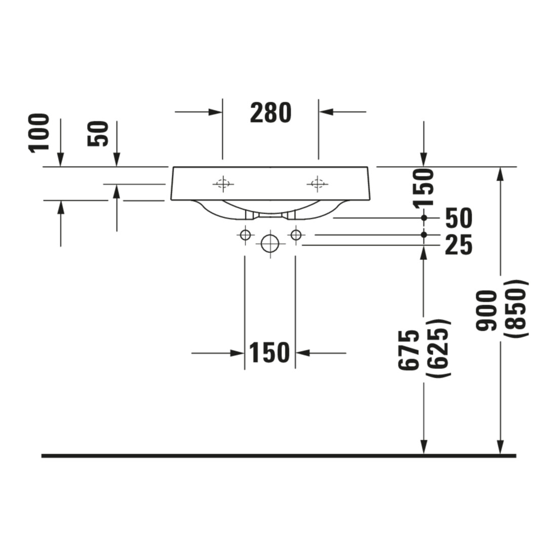 Duravit Waschtisch Architec 57,5x52cm, HL li, o ÜL, m HLB, weiß