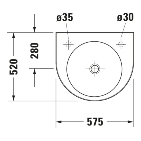 Duravit Waschtisch Architec 57,5x52cm, HL re, o ÜL, m HLB, weiß