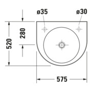 Duravit Waschtisch Architec 57,5x52cm, HL re, o ÜL, m HLB, weiß-2