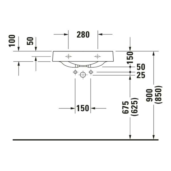 Duravit Waschtisch Architec 57,5x52cm, HL re, o ÜL, m HLB, weiß