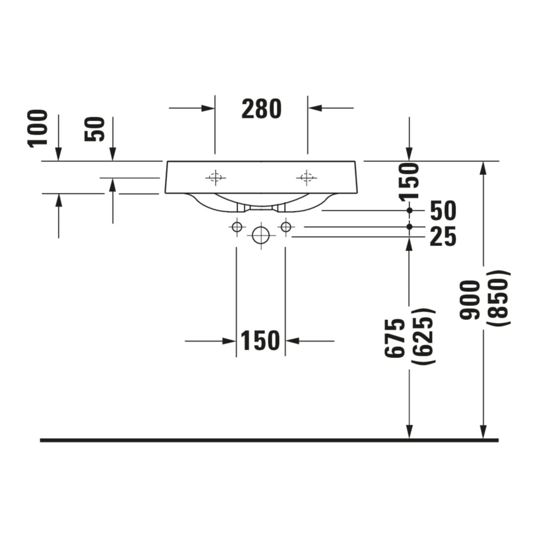 Duravit Waschtisch Architec 57,5x52cm, HL re, o ÜL, m HLB, weiß