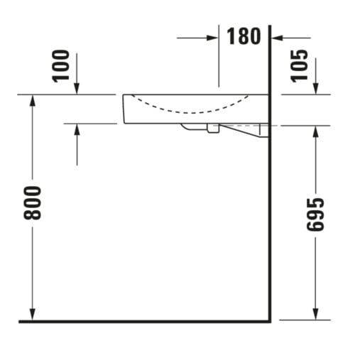 Duravit Waschtisch Architec Vital Med 57,5x52cm, HL li, o Ü, m HLB, BF, we
