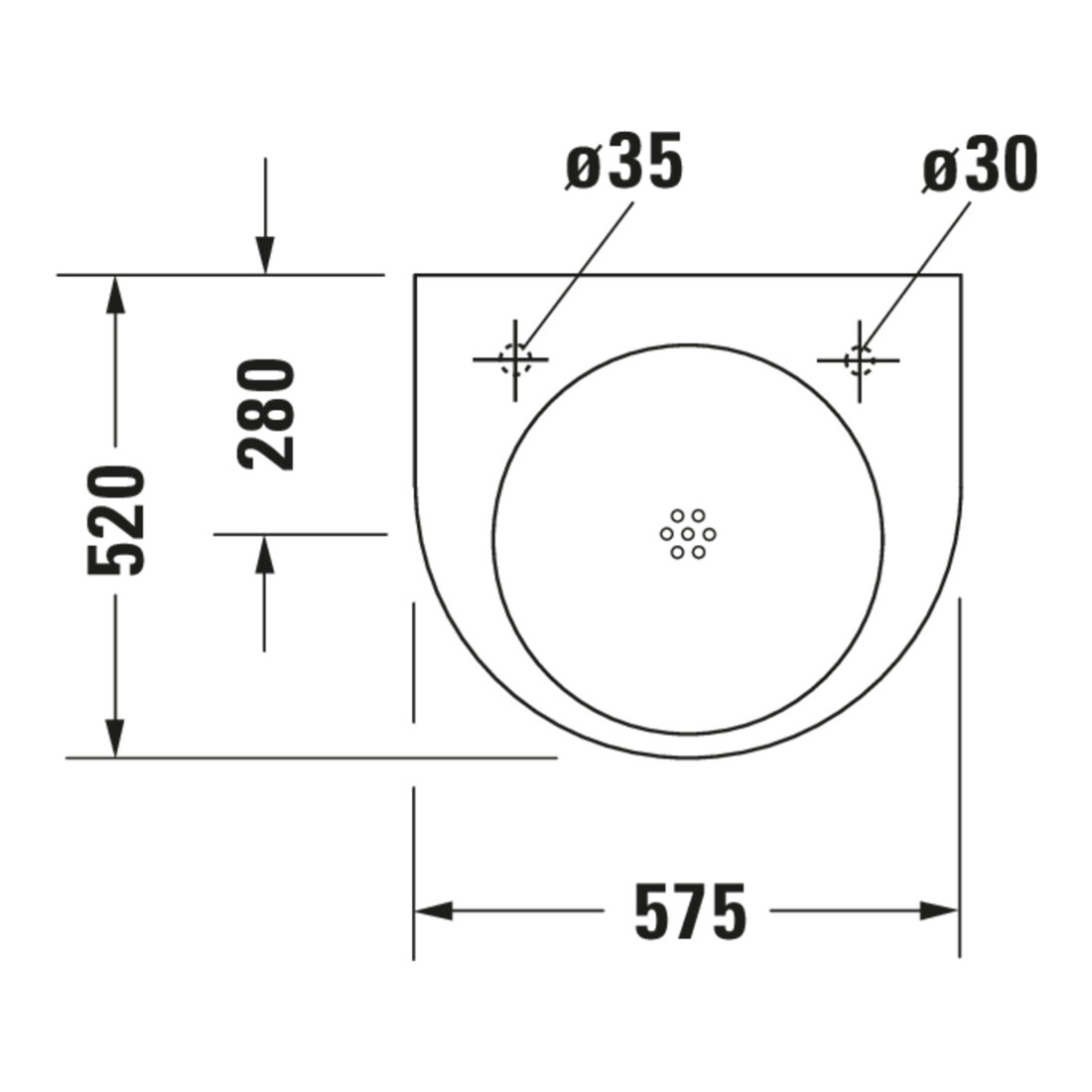 Duravit Waschtisch Architec Vital Med 57,5x52cm, HL li, o Ü, m HLB, BF, we