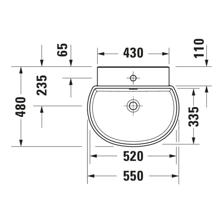 Duravit Waschtisch Balcoon 55x48cm, we. hgl, m Hahnl., ÜL, Hahnloch