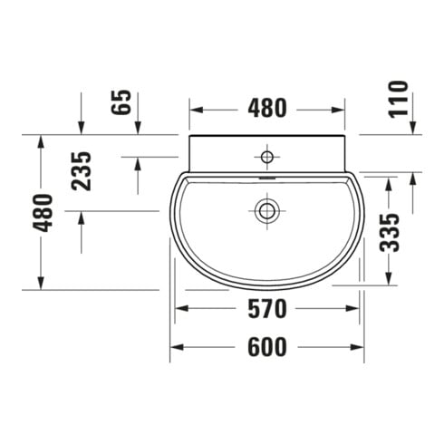 Duravit Waschtisch Balcoon 60x48cm, w sm, m Hahnl., ÜL, Hahnloch