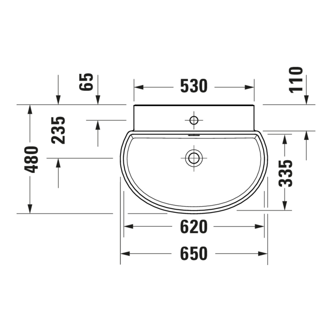 Duravit Waschtisch Balcoon 65x48cm, Clay te ma, m HL, ÜL, Hahnloch