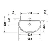 Duravit Waschtisch Balcoon 65x48cm, w sm, m Hahnl., ÜL, Hahnloch-4