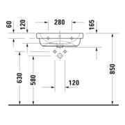 Duravit Waschtisch D-Code 55x43cm, mit Hahnloch, Überlauf, weiß-2