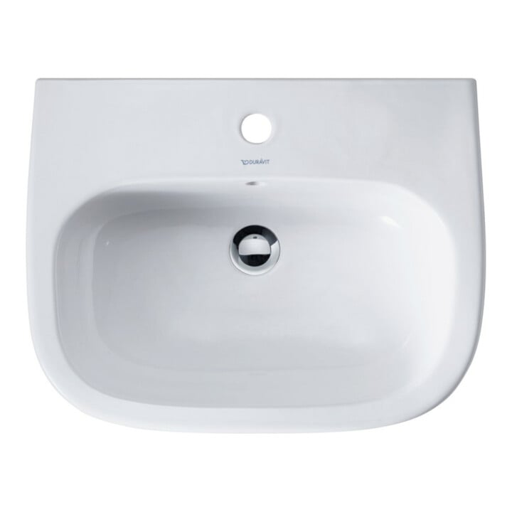 Duravit Waschtisch D-Code 60x46cm, m HL, ÜL, Hahnlochbank, weiß
