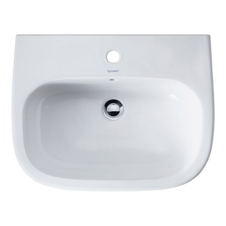 Duravit Waschtisch D-Code 60x46cm, m HL, ÜL, Hahnlochbank, weiß