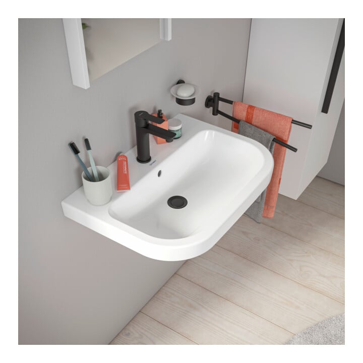 Duravit Waschtisch D-Code 65x46cm, m Hahnloch, mit Überlauf, weiß