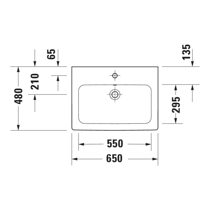 Duravit Waschtisch D-Code 65x48cm, m Hahnloch, mit Überlauf, weiß