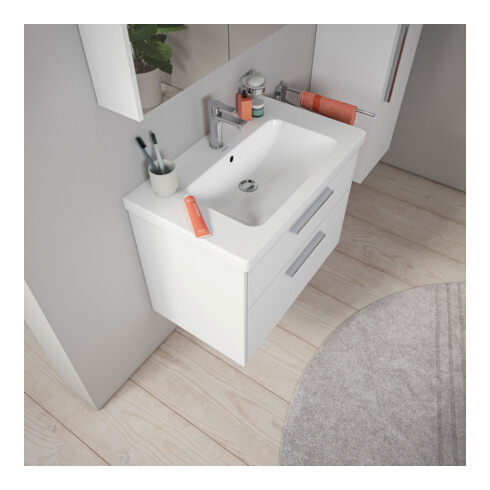Duravit Waschtisch D-Code 80x48cm, m Hahnloch, mit Überlauf, weiß