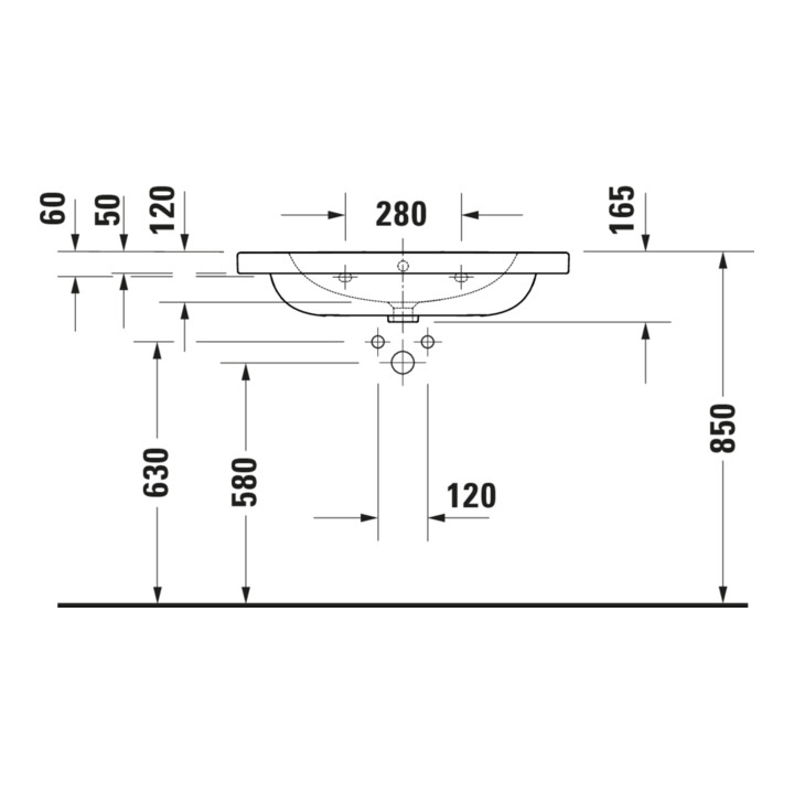 Duravit Waschtisch D-Code 80x48cm, m Hahnloch, mit Überlauf, weiß