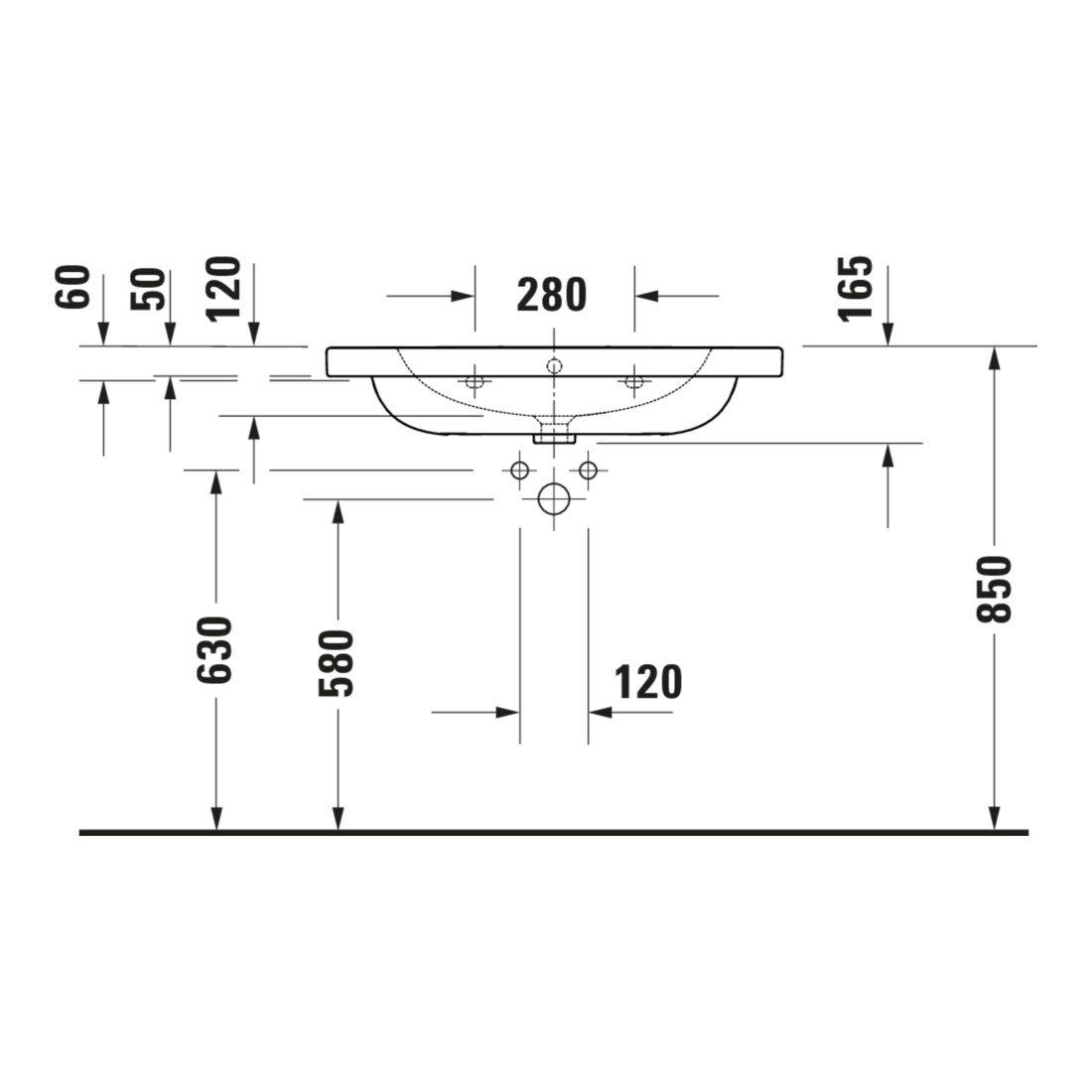 Duravit Waschtisch D-Code 80x48cm, m Hahnloch, mit Überlauf, weiß