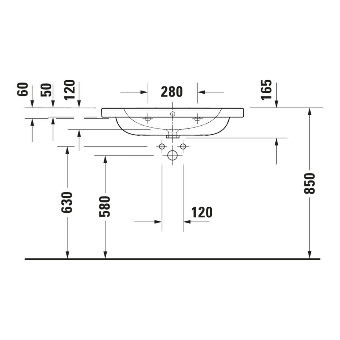 Duravit Waschtisch D-Code 80x48cm, m Hahnloch, mit Überlauf, weiß