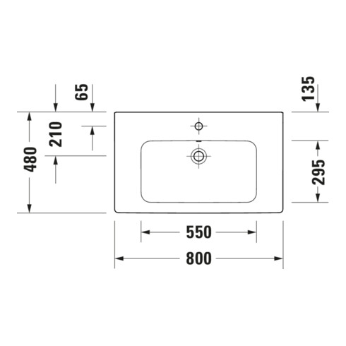 Duravit Waschtisch D-Code 80x48cm, m Hahnloch, mit Überlauf, weiß