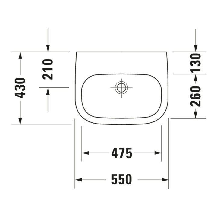 Duravit Waschtisch D-Code Med 55x43cm, m Hahnl. + Hahnloch, o. ÜL, we.