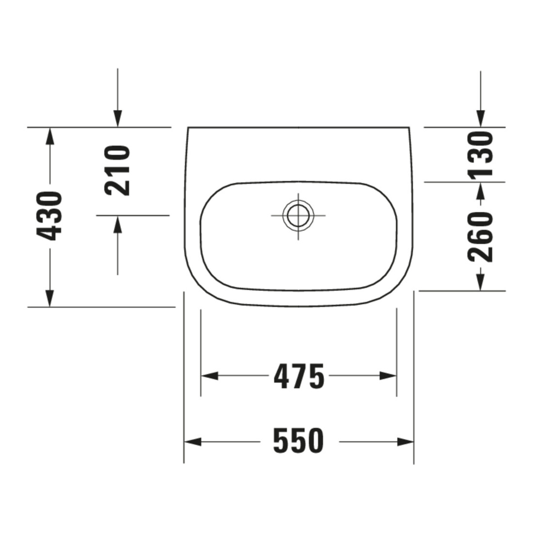 Duravit Waschtisch D-Code Med 55x43cm, m Hahnl. + Hahnloch, o. ÜL, we.