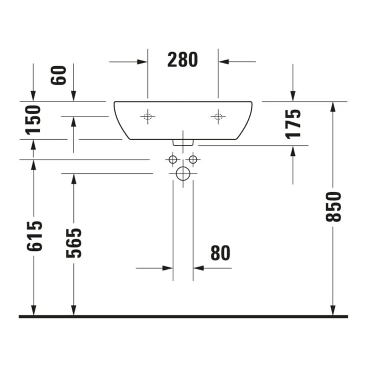Duravit Waschtisch D-Code Med 55x43cm, m Hahnl. + Hahnloch, o. ÜL, we.