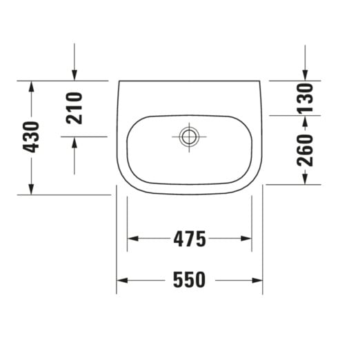 Duravit Waschtisch D-Code Med 55x43cm, o. Hahnl. + ÜL, m Hahnloch, we.