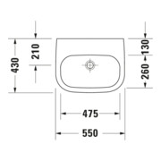 Duravit Waschtisch D-Code Med 55x43cm, o. Hahnl. + ÜL, m Hahnloch, we.-4