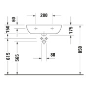 Duravit Waschtisch D-Code Med 60x46cm, o. Hahnl. + ÜL, m Hahnloch, we.-4