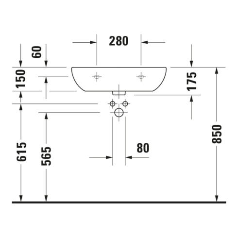 Duravit Waschtisch D-Code Med 60x46cm, o. Hahnl. + ÜL, m Hahnloch, we.
