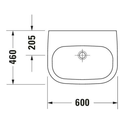 Duravit Waschtisch D-Code Med 60x46cm, o. Hahnl. + ÜL, m Hahnloch, we.