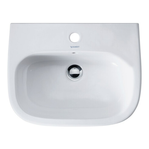 Duravit Waschtisch D-Code 55x43cm, m HL, ÜL, Hahnlochbank, weiß
