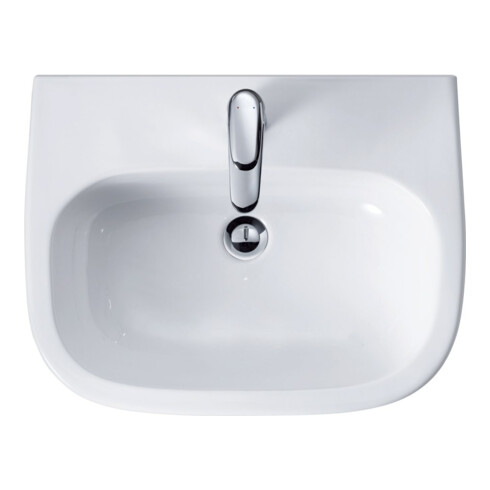Duravit Waschtisch D-Code 60x46cm, m HL, ÜL, Hahnlochbank, weiß