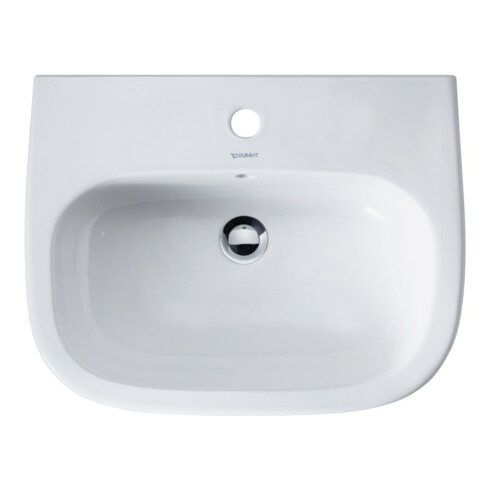 Duravit Waschtisch D-Code 60x46cm, m HL, ÜL, Hahnlochbank, weiß