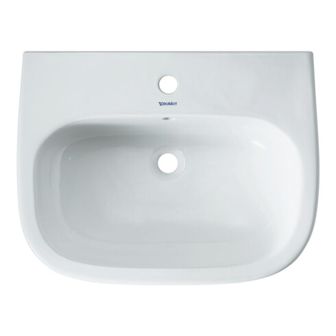Duravit Waschtisch D-Code 60x46cm, m HL, ÜL, Hahnlochbank, weiß
