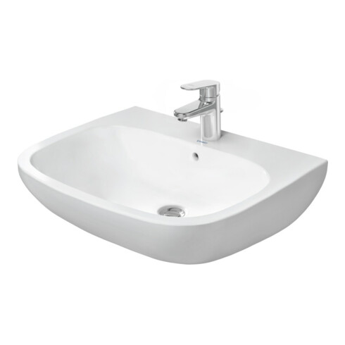 Duravit Waschtisch D-Code 65x50cm, m HL, ÜL, Hahnlochbank, weiß