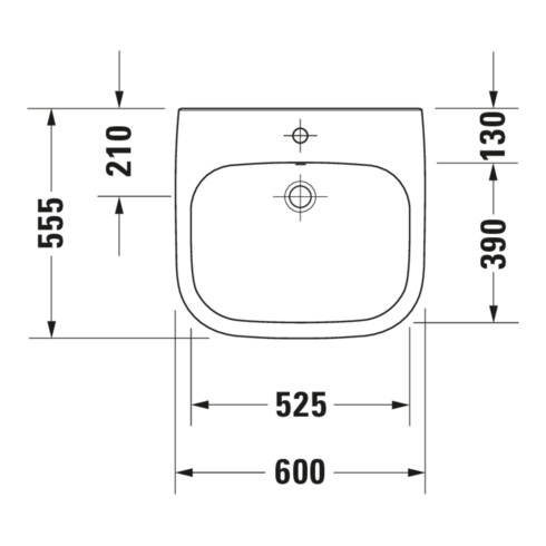 Duravit Waschtisch D-Code Vital 60x55,5cm, m HL, Ü, HL, barrieref., we.