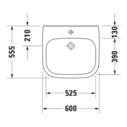 Duravit Waschtisch D-Code Vital Med 60x55,5cm, m HL u HLB, o Ü, BF, we-2