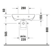 Duravit Waschtisch D-Code Vital Med 60x55,5cm, m HL u HLB, o Ü, BF, we-4