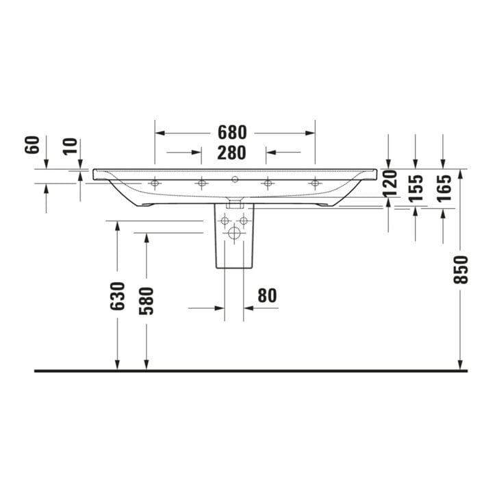 Duravit Waschtisch D-Neo 120,5x48cm, m Ü, HL, we hgl, m Hahnl.