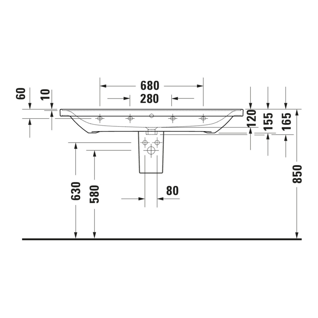 Duravit Waschtisch D-Neo 120,5x48cm, m Ü, HL, we hgl, m Hahnl.